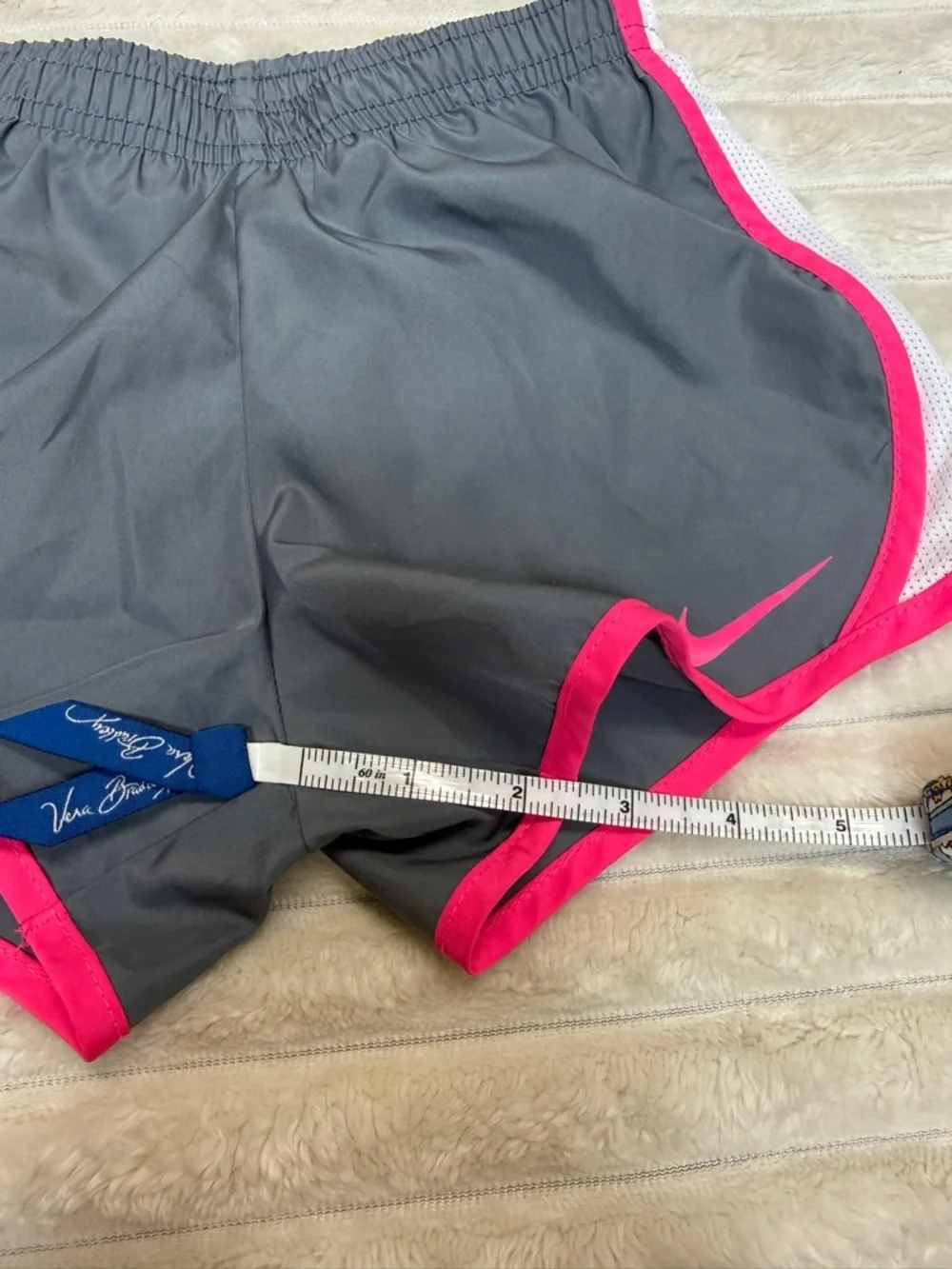 Nike: Girls Dri-Fit Gray, Pink, White Athletic Shorts, Size M (5-6Y)